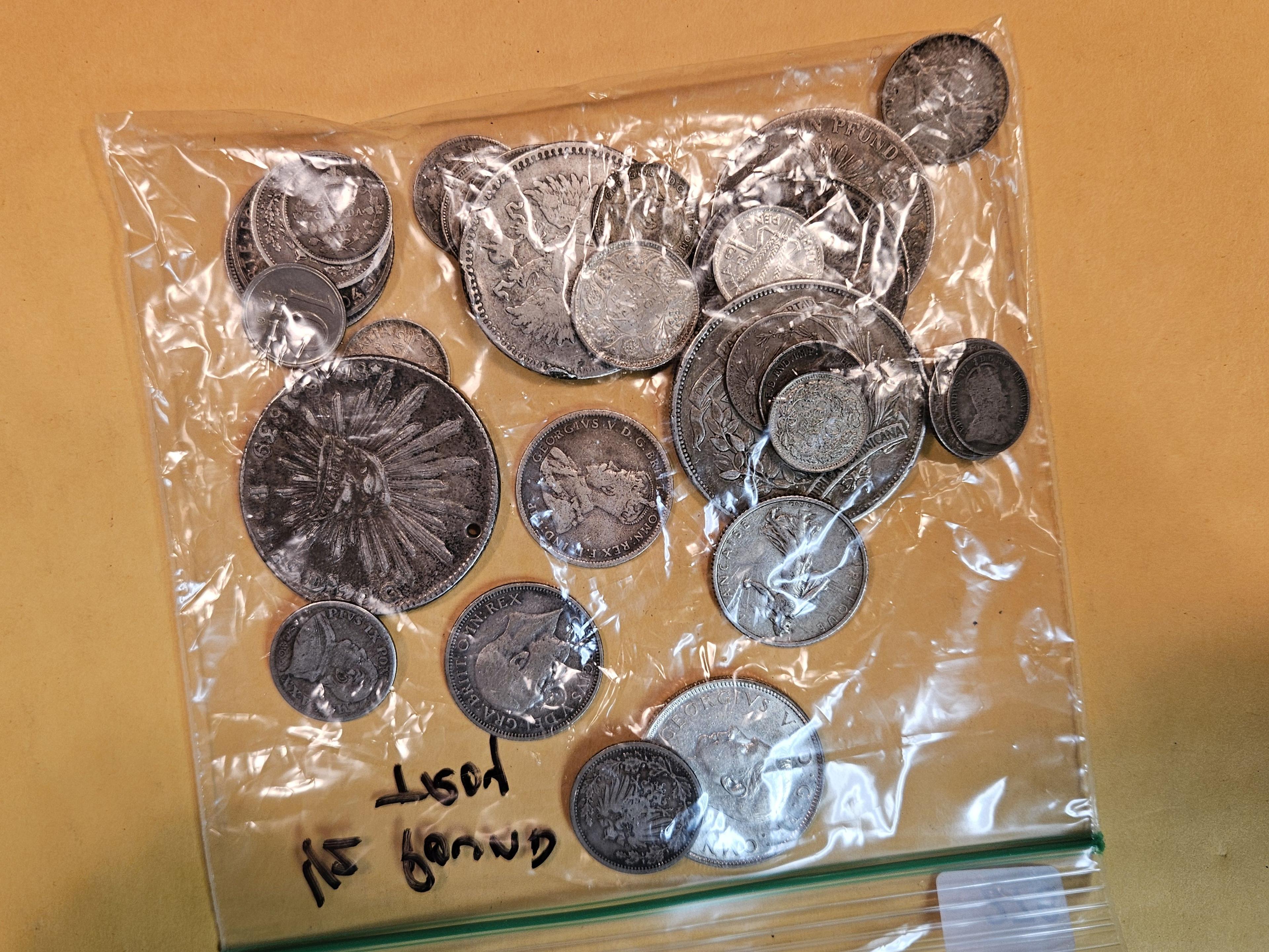 FUN BAG of WORLD SILVER COINS