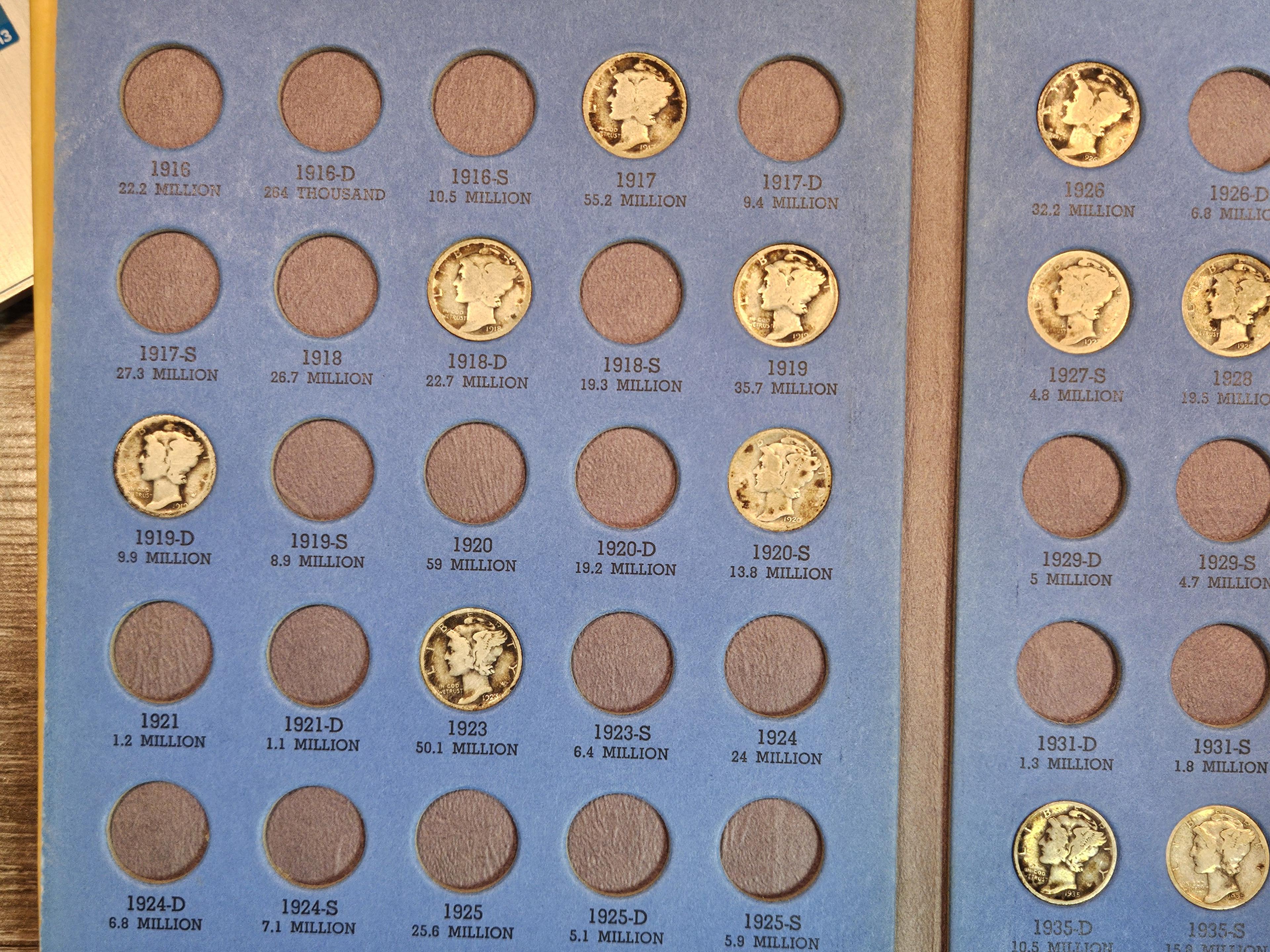 Partially Complete Mercury Silver Dime Album