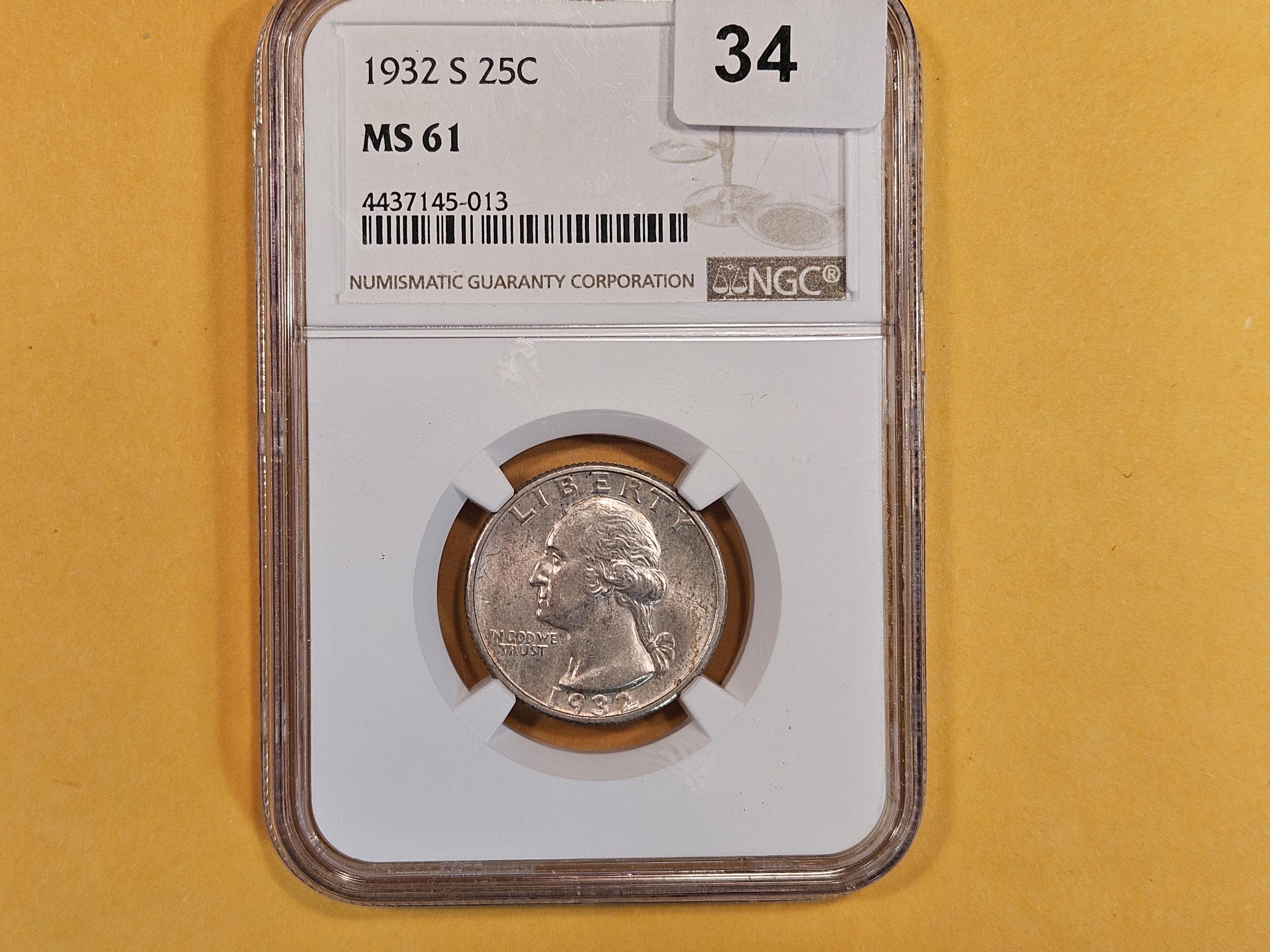 ** KEY DATE! NGC 1932-S Washington Quarter in Mint State 61