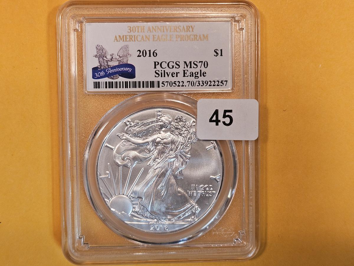 PERFECT! PCGS 2016 American Silver Eagle in Mint State 70