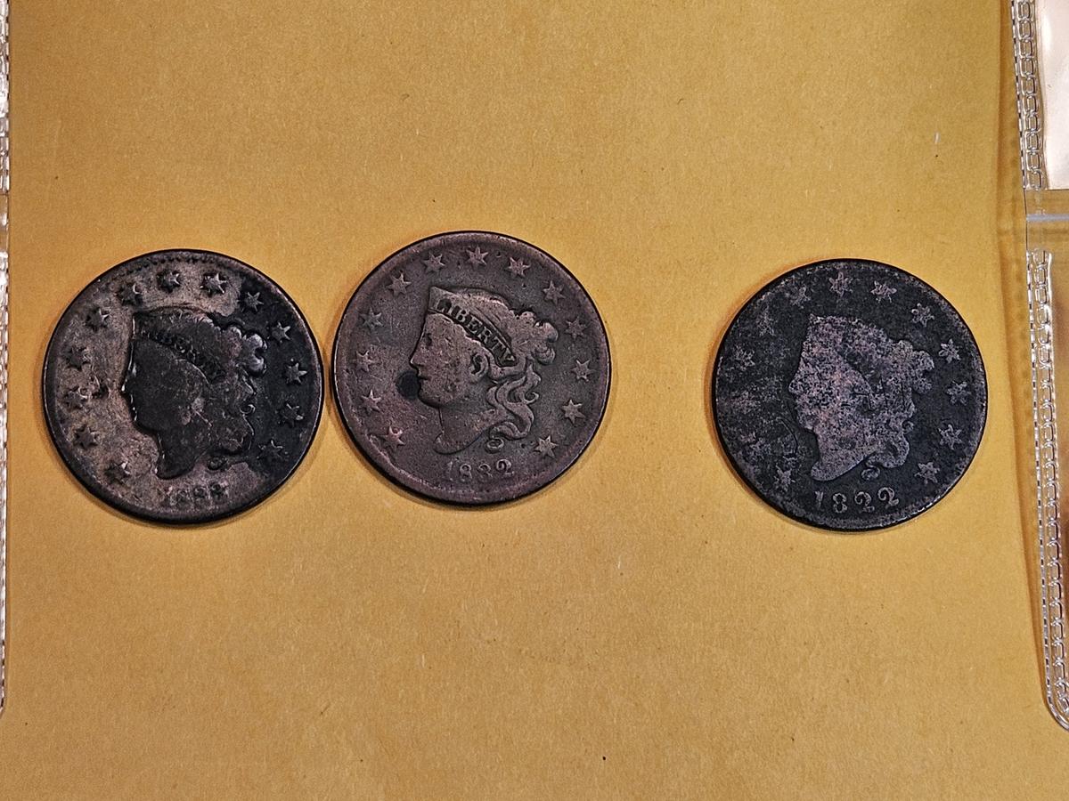 Three Coronet Head Large cents