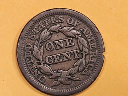 1853 Braided hair Large cent in Very Fine