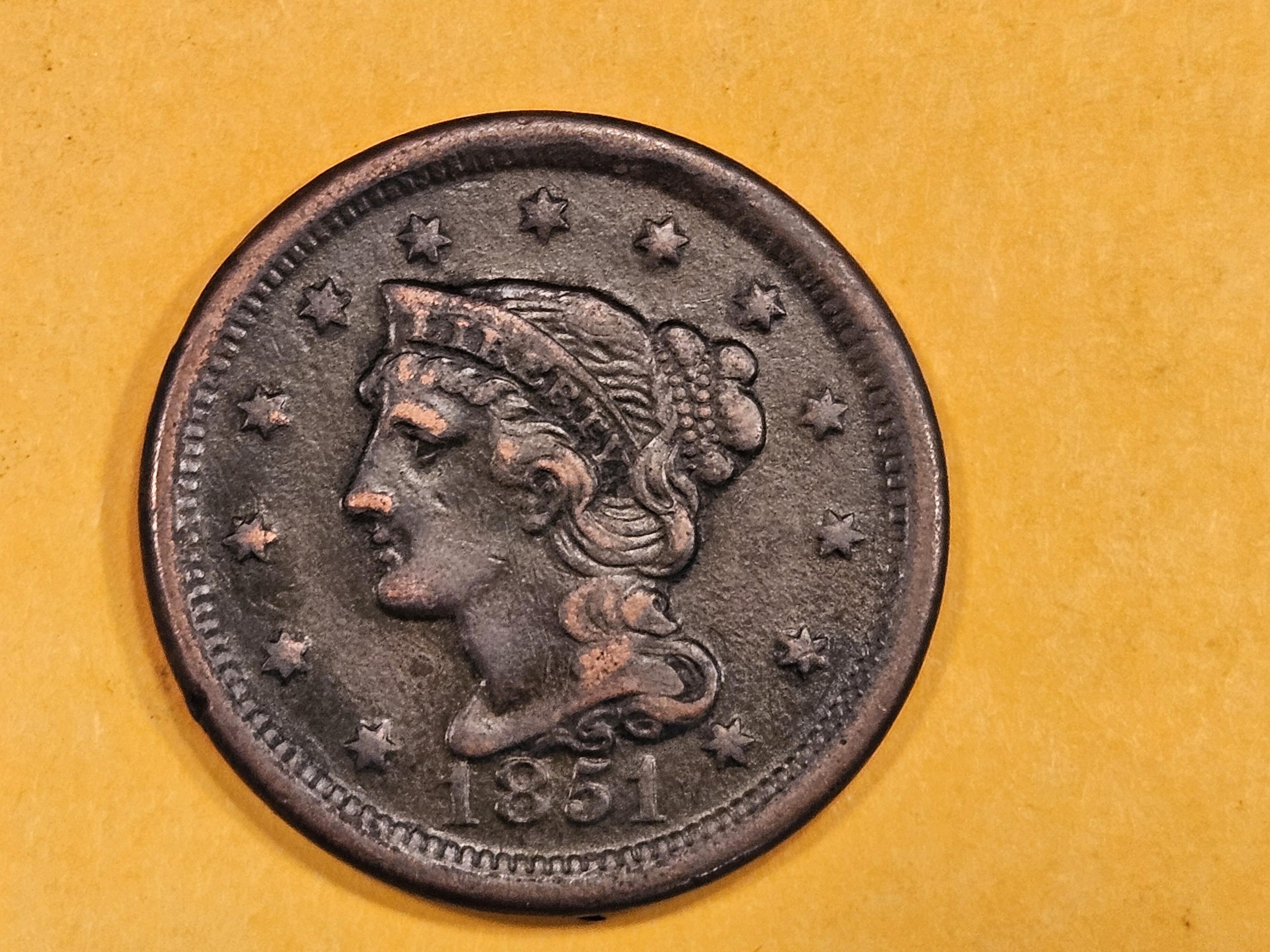 1851 Braided Hair Large Cent