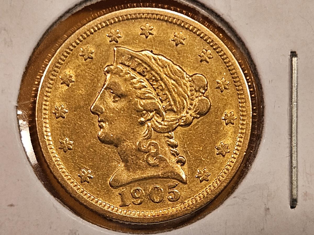 GOLD! Bright 1905 Liberty Head gold $2.5 dollars