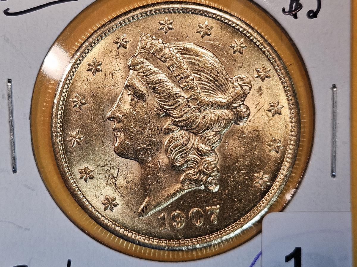 GOLD! Brilliant Uncirculated plus 1907 Liberty Head Gold Twenty Dollars