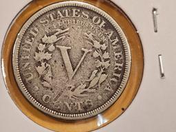 ** KEY DATE ** 1886 Liberty "V" Nickel in Fine - details