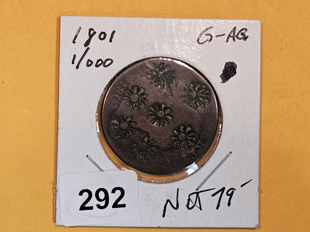 * KEY VARIETY * 1801 1/000 Draped Bust Large Cent