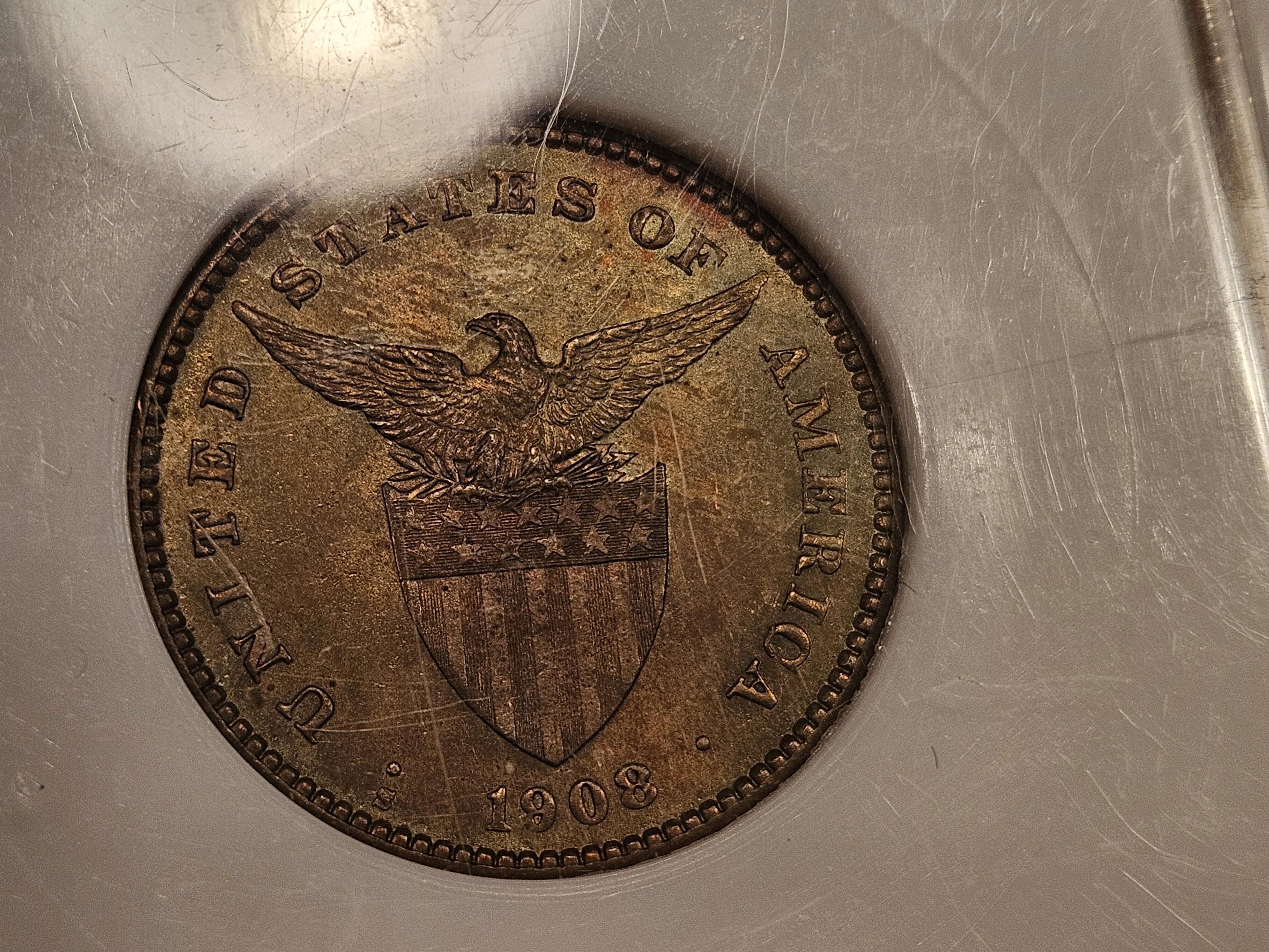 PCI 1908-S Philippines One Centavo in Mint State 64