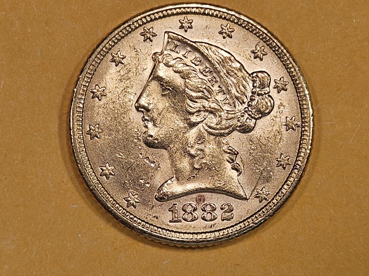 GOLD! Brilliant Uncirculated 1881 Liberty Head Gold Five Dollars