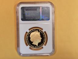 GOLD! PERFECT GRADE! NGC 2014 Great Britain Gold 100 Pounds in Proof 70 Ultra Cameo