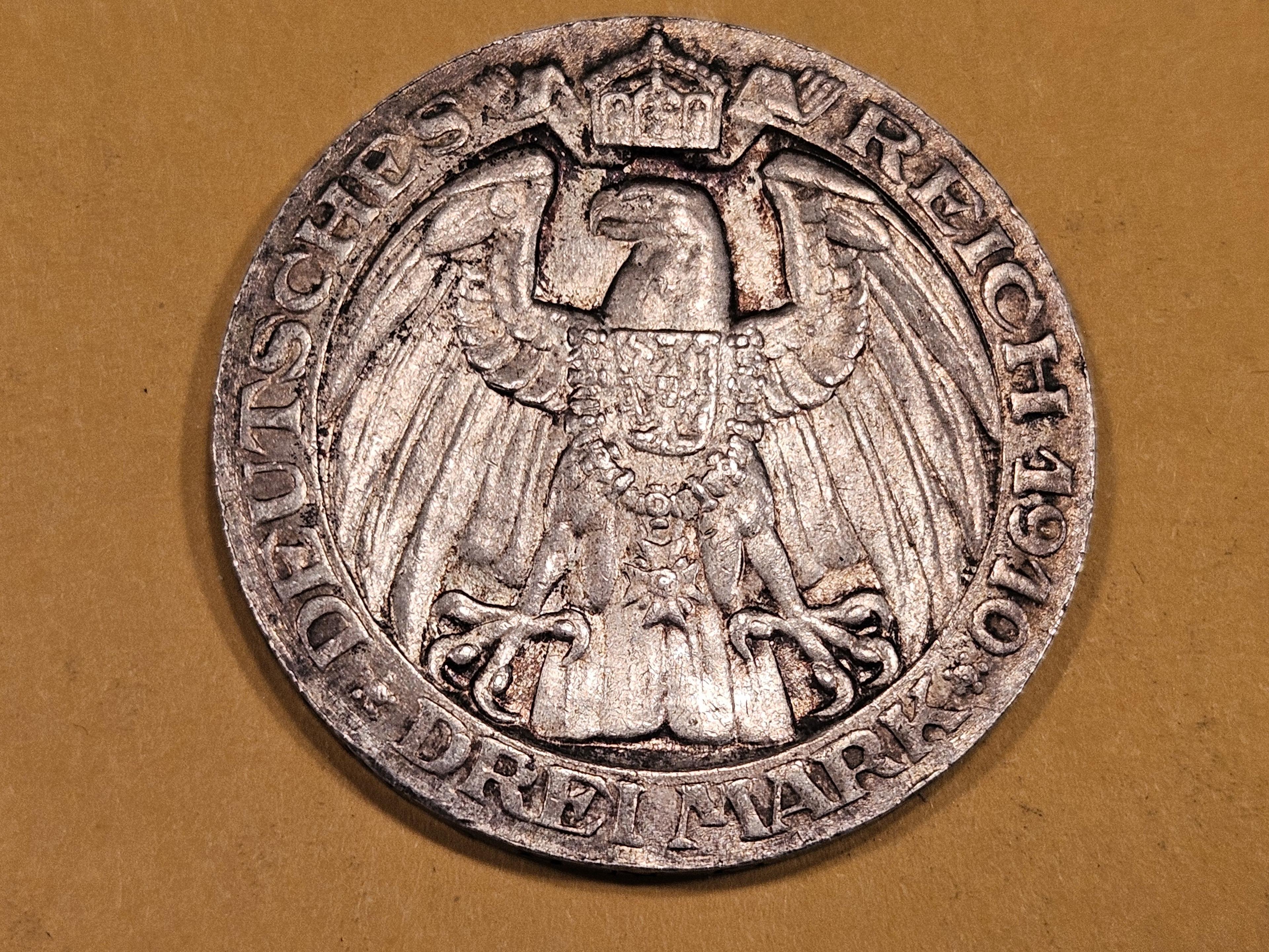 Germany 1910A Silver 3 mark