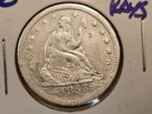 1853-O Seated Liberty Quarter