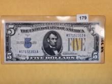 Very Choice Crisp Uncirculated 1934-A Five Dollar Silver Certificate