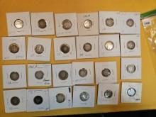 Twenty-four mixed, silver, Barber Dimes