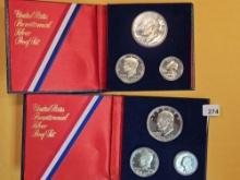 Two Proof Deep Cameo Silver 3-coin Bicentennial Proof Sets