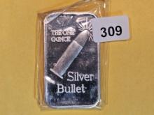 One Troy ounce .999 fine Silver Art Bar