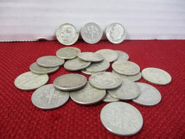 Pre 1964 U.S. Silver Roosevelt Dimes-Lot of 24