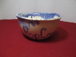 Signed 11" Stoneware Popcorn Bowl