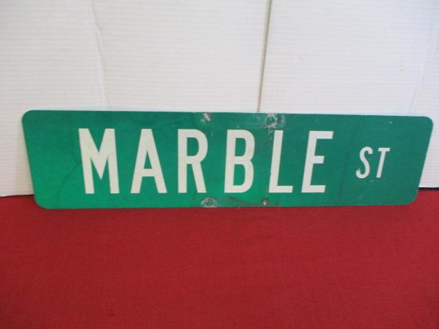 Marble Street Reflective Vintage Metal Road Sign