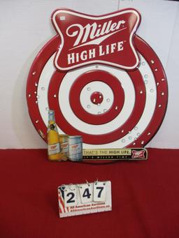 Miller High Life Tin Target Advertising Sign