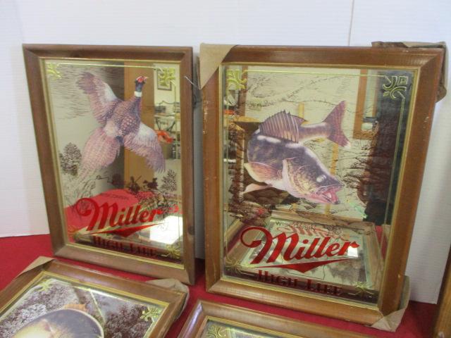 Miller Wildlife Series 1 Advertsing Mirrors-Lot of 6