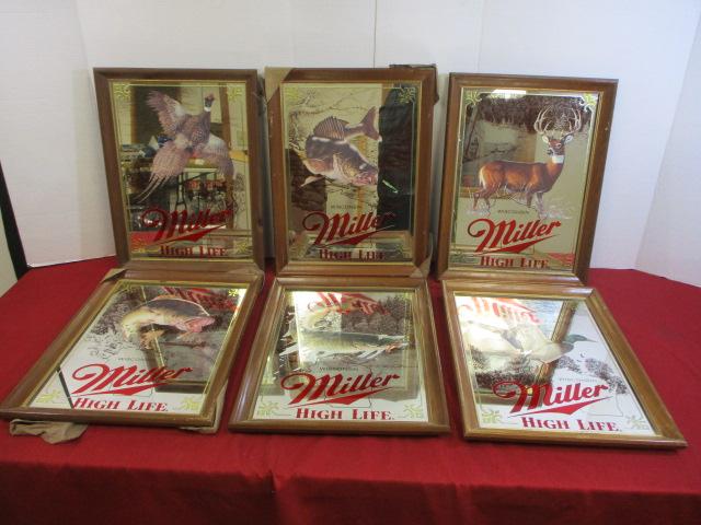 Miller Wildlife Series 1 Advertsing Mirrors-Lot of 6