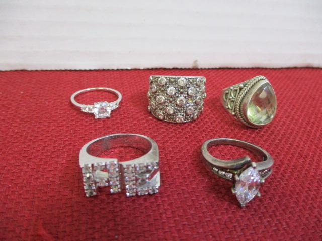 Sterling Silver Bling Rings-Lot of 5