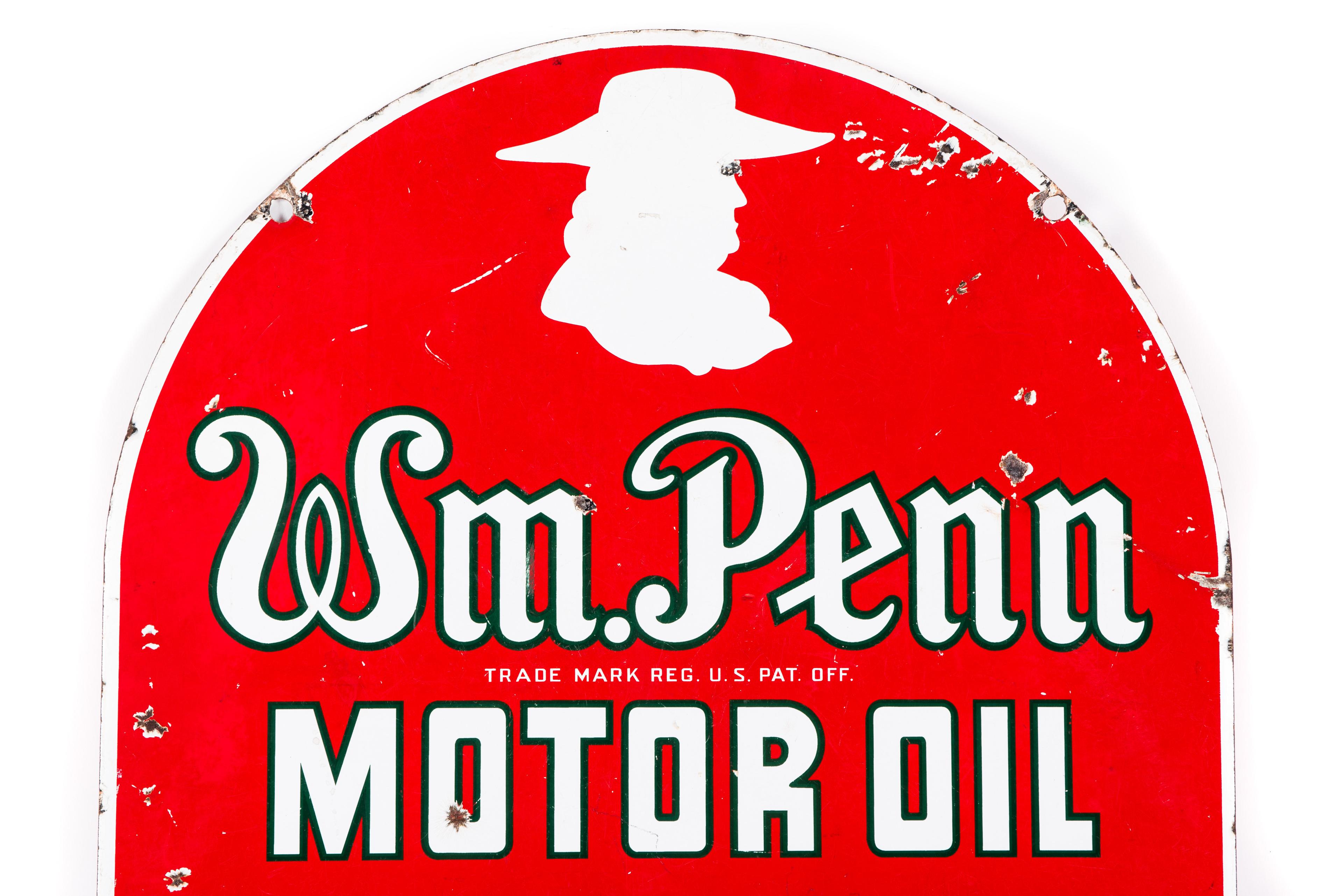 William Penn Motor Oil Porcelain Tombstone Sign