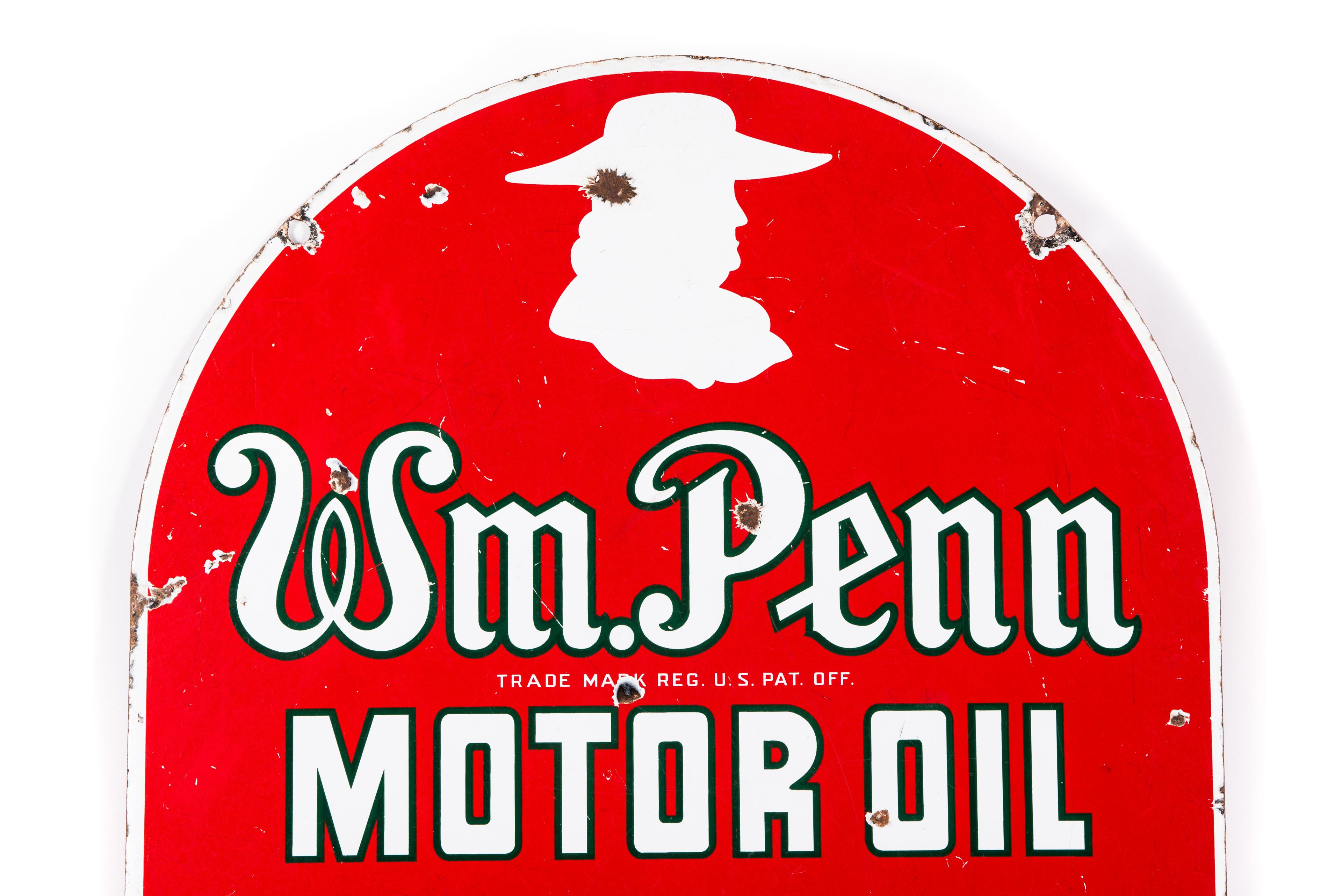 William Penn Motor Oil Porcelain Tombstone Sign