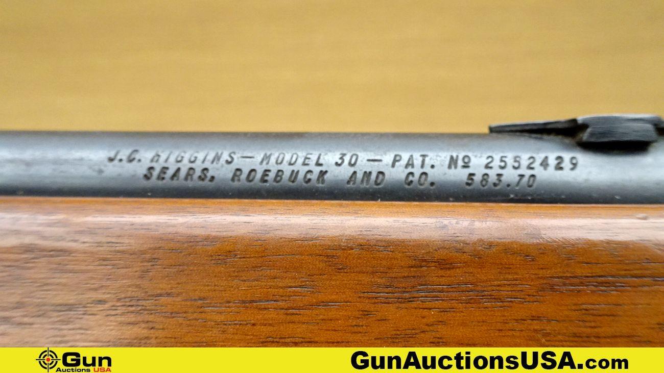 SEARS, ROEBUCK & CO. J.C. HIGGINS MODEL 30 .22 LR Rifle. Very Good. 24" Barrel. Shiny Bore, Tight Ac