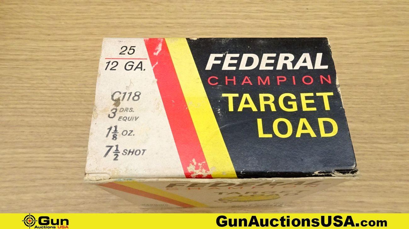 Federal, Sears, Remington, Etc. 12 Ga. COLLECTOR'S Ammo. 299 Total Rds; Vintage 12 Ga 2.75" Ammo, As