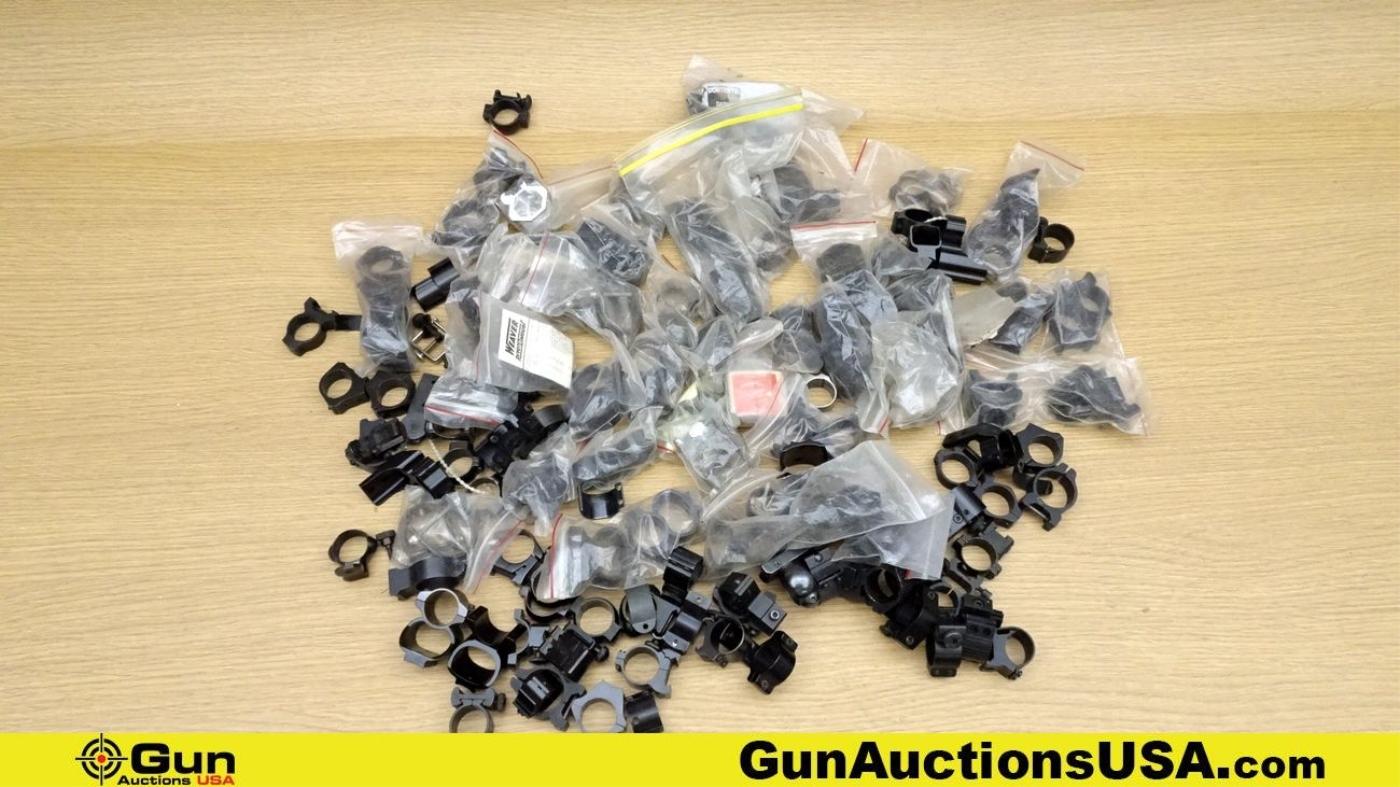 Scope Rings, Etc. . Good Condition. Lot of 92; 40 Scope Rings Sets, 50 Individual Assorted Scope Rin