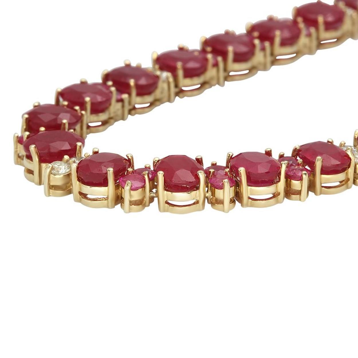 14K Gold 94.87ct Ruby 2.60ct Diamond Necklace