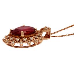 14k Rose Gold 7.15ct Ruby 0.91ct Diamond Pendant