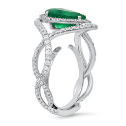 14K White Gold Setting with 2.50ct Emerald and 1.19ct Diamond Ladies Ring