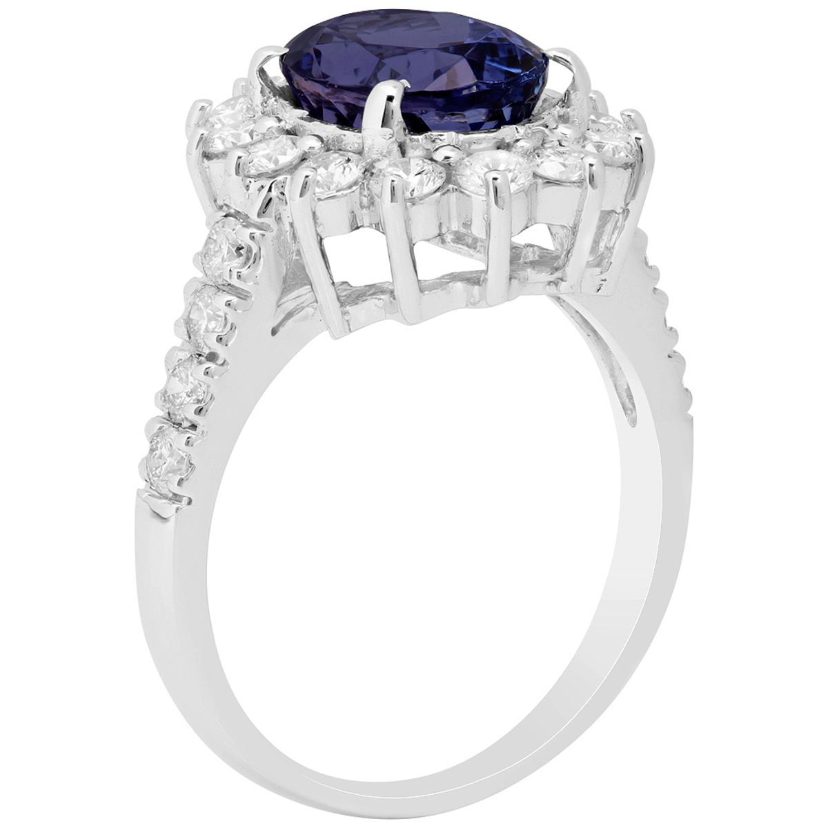 14k White Gold 3.41ct Tanzanite 1.09ct Diamond Ring