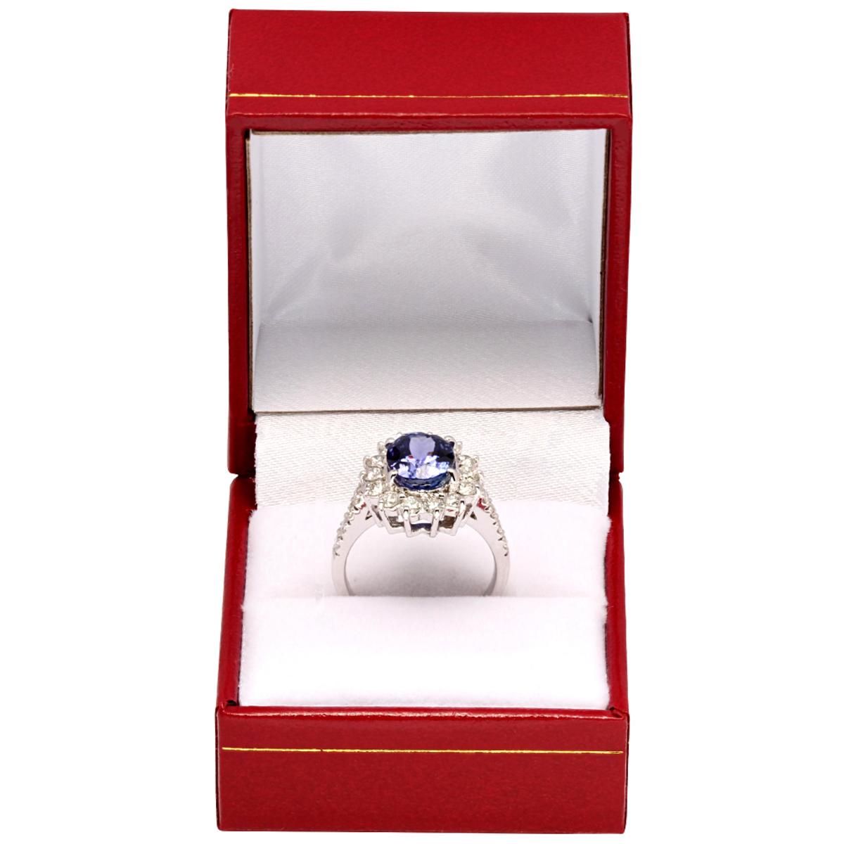 14k White Gold 3.41ct Tanzanite 1.09ct Diamond Ring