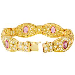 14k Yellow Gold 8.02ct Sapphire 7.22ct Diamond Bracelet