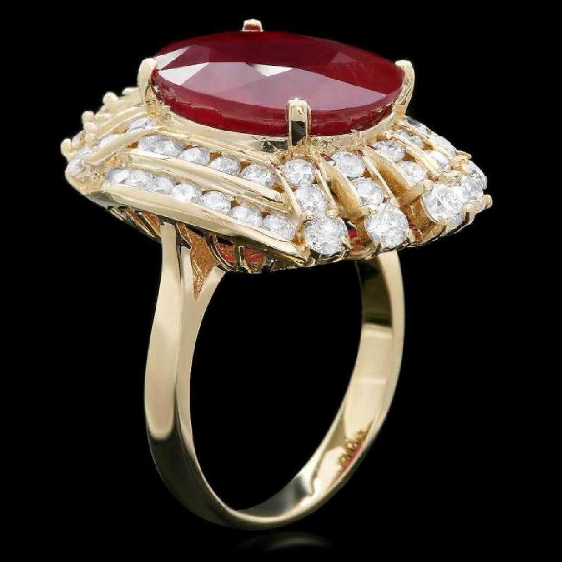 14K Yellow Gold 9.89ct Ruby and 1.93ct Diamond Ring