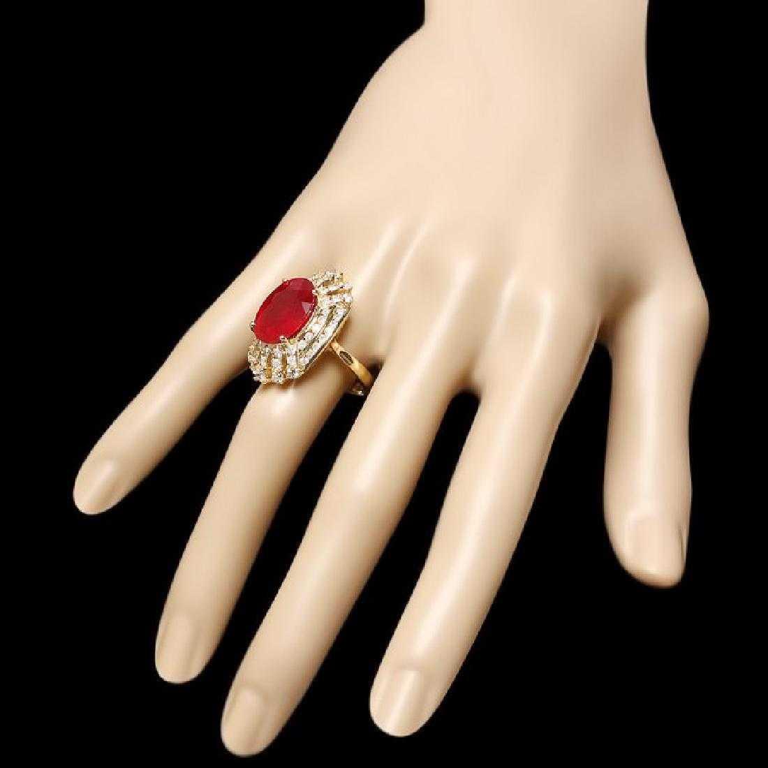 14K Yellow Gold 9.89ct Ruby and 1.93ct Diamond Ring