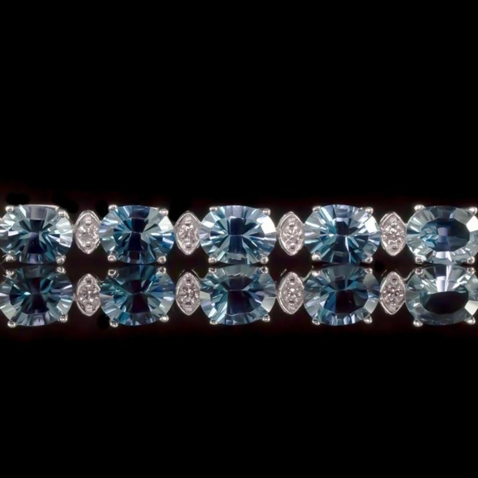 14K White Gold 24.10ct Topaz 0.75ct Diamond Bracelet