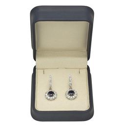 14K Gold  2.51ct Sapphire 2.31 Diamond Earrings