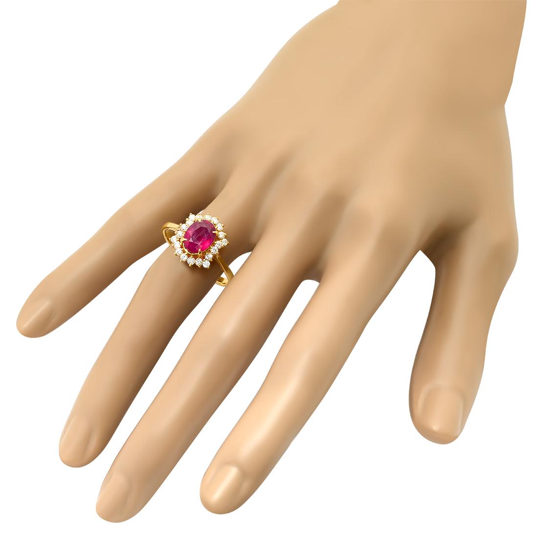 14K Yellow Gold 2.50ct Ruby and 0.90ct Diamond Ring