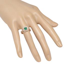 18K Rose Gold Setting with 0.53ct Emerald and 1.1ct Diamond Ring