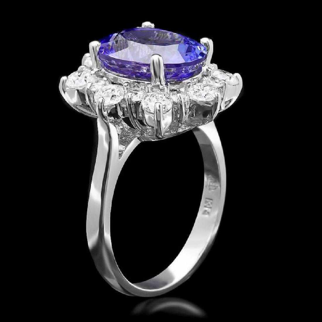 14K White Gold 4.89ct Tanzanite and 1.12ct Diamond Ring