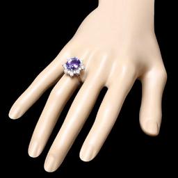 14K White Gold 4.89ct Tanzanite and 1.12ct Diamond Ring