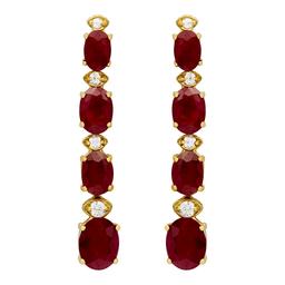 14k Yellow Gold 8.64ct Ruby 0.26ct Diamond Earrings