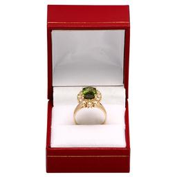 14k Yellow Gold 2.83ct Green Tourmaline 1.14ct Diamond Ring