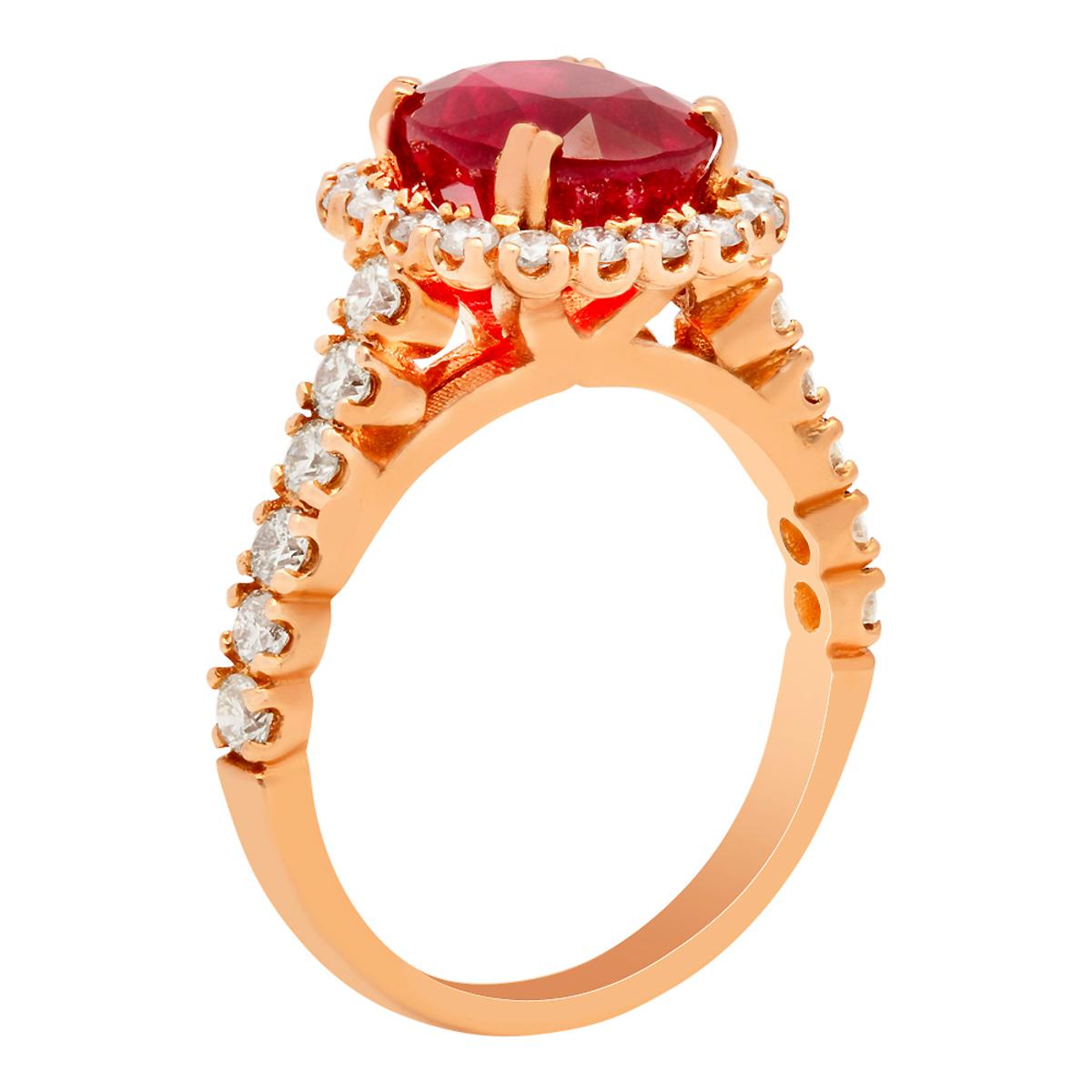 14k Rose Gold 4.34ct Ruby 1.07ct Diamond Ring