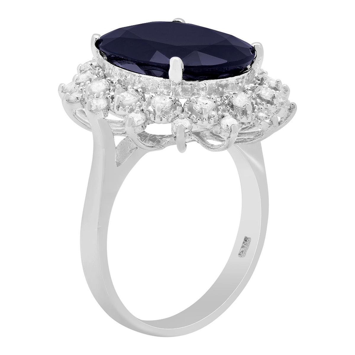 14K Gold 10.63ct Sapphire and 0.73ct Diamond Ring
